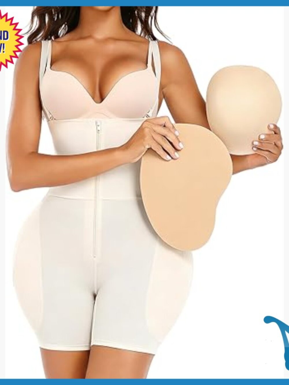 Large Shapewear Bodysuit Tummy Control Butt Lift with Removable Pads